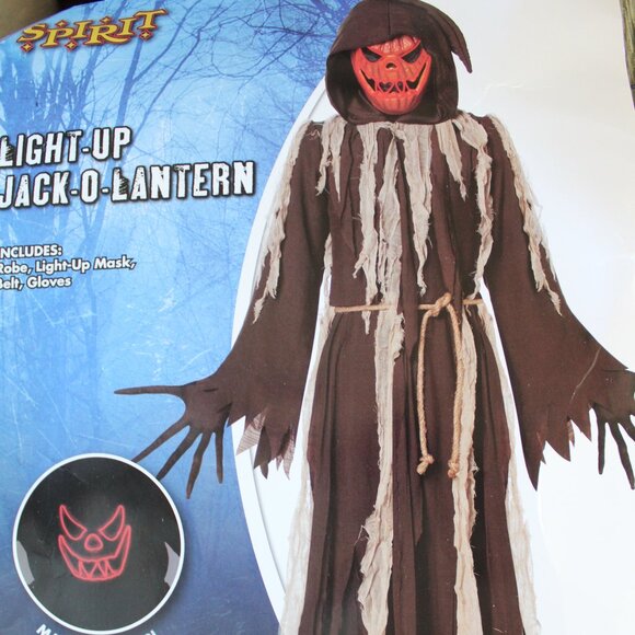 Spirit Light-Up Jack-O-Lantern Halloween Costume Child X-Large 14-16 - Picture 1 of 14